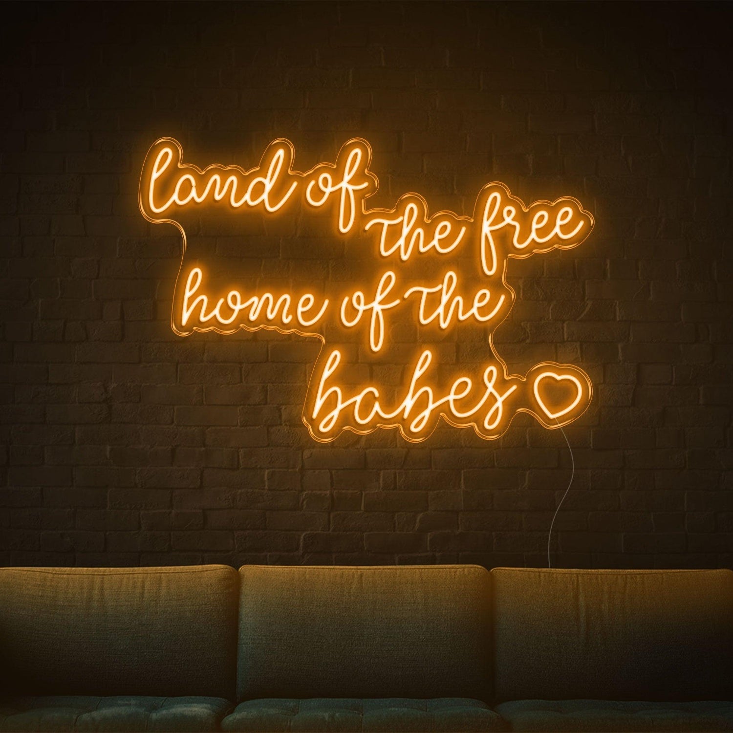 Land Of The Free Home Of The Babes Green Glow Led Neon Sign For Home Decor | Shineneon