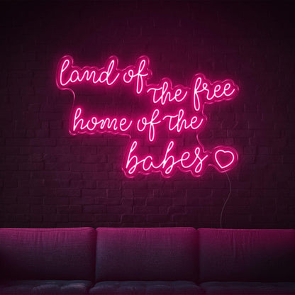 Land Of The Free Home Of The Babes Green Glow Led Neon Sign For Home Decor | Shineneon