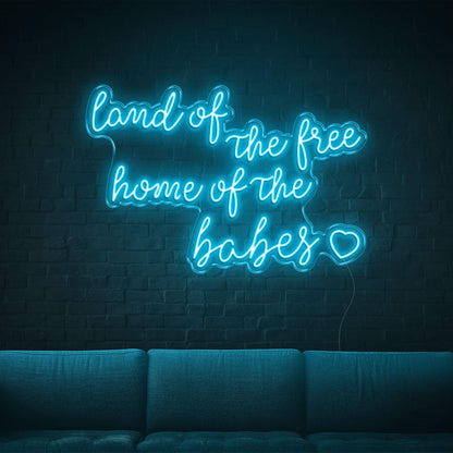 Land Of The Free Home Of The Babes Green Glow Led Neon Sign For Home Decor | Shineneon