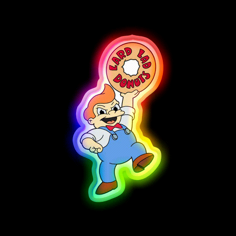 Lard Lad Snack Food Led Neon Sign Rgb Color - LED neon sign close-up detail