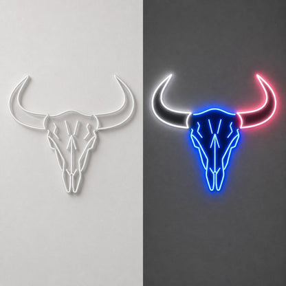 Large Longhorn Bull Skull Vintage LED Neon Sign - Shineneon