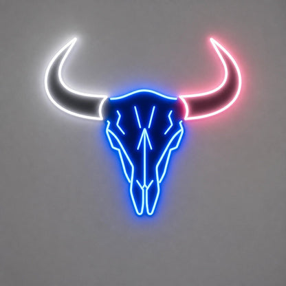 Large Longhorn Bull Skull Vintage LED Neon Sign - Shineneon