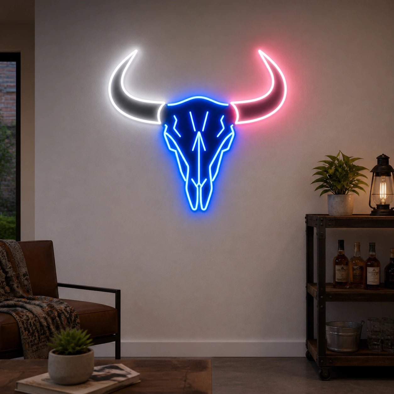 Large Longhorn Bull Skull Vintage LED Neon Sign - Shineneon