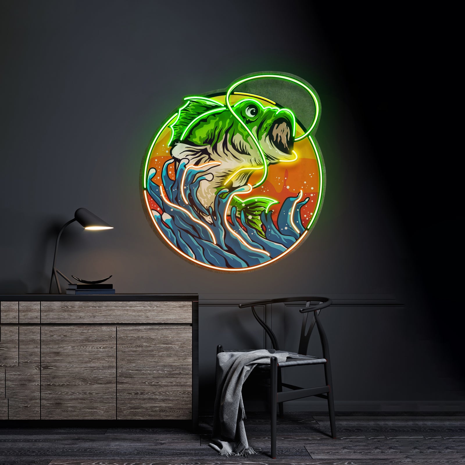 Largemouth Bass Fishing Led Neon Sign Light Custom Led Signs