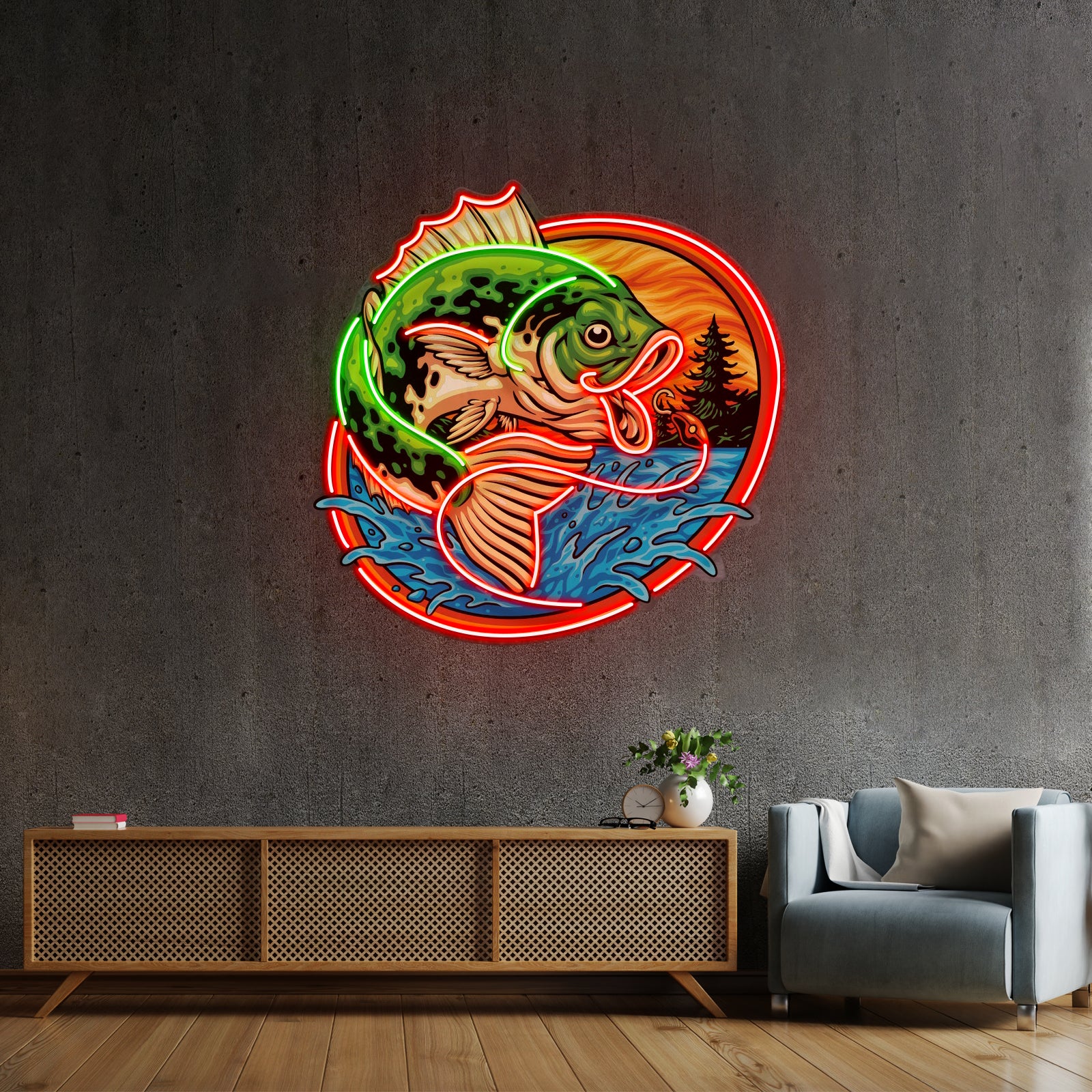 Largemouth Fishing Led Neon Sign Light Custom Led Signs