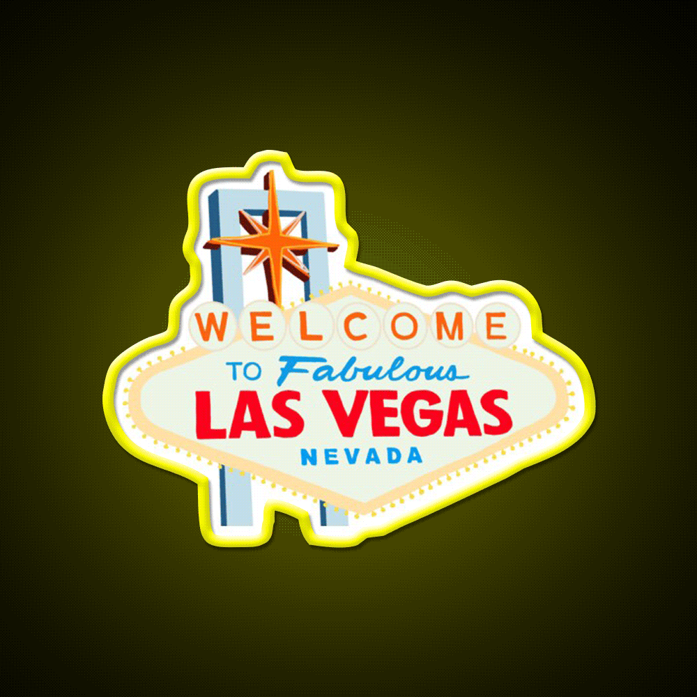 Las Vegas Welcome Led Neon Sign Open Sign Wall Art Rgb Color - Custom LED neon sign front view
