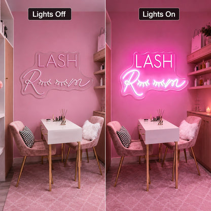 Lashes LED Neon Sign - 06 Day Night Comparison