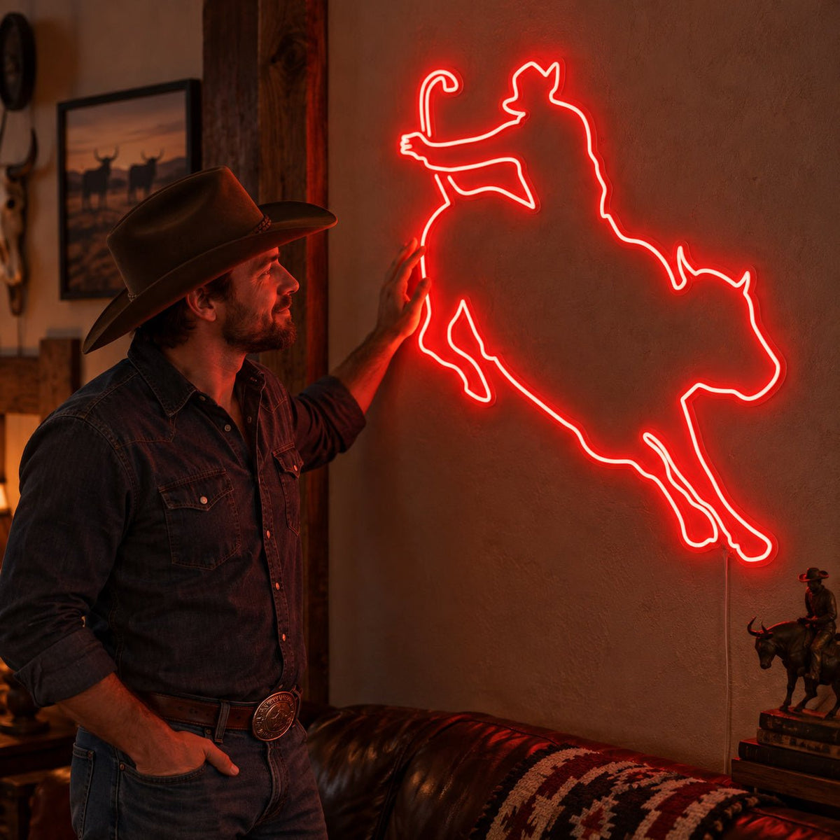 Lasso Bull Rider LED Neon Sign - Shineneon