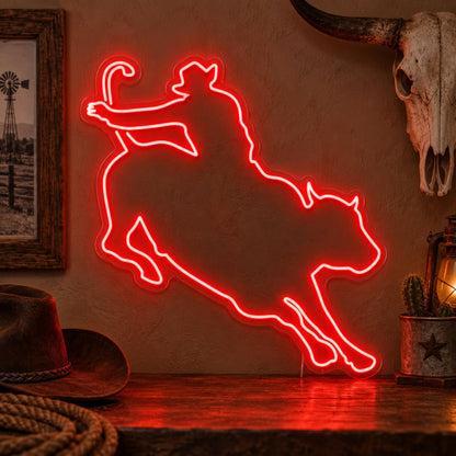 Lasso Bull Rider LED Neon Sign - Shineneon