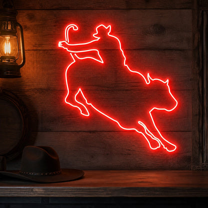 Lasso Bull Rider Vintage LED Neon Sign real lifestyle scene