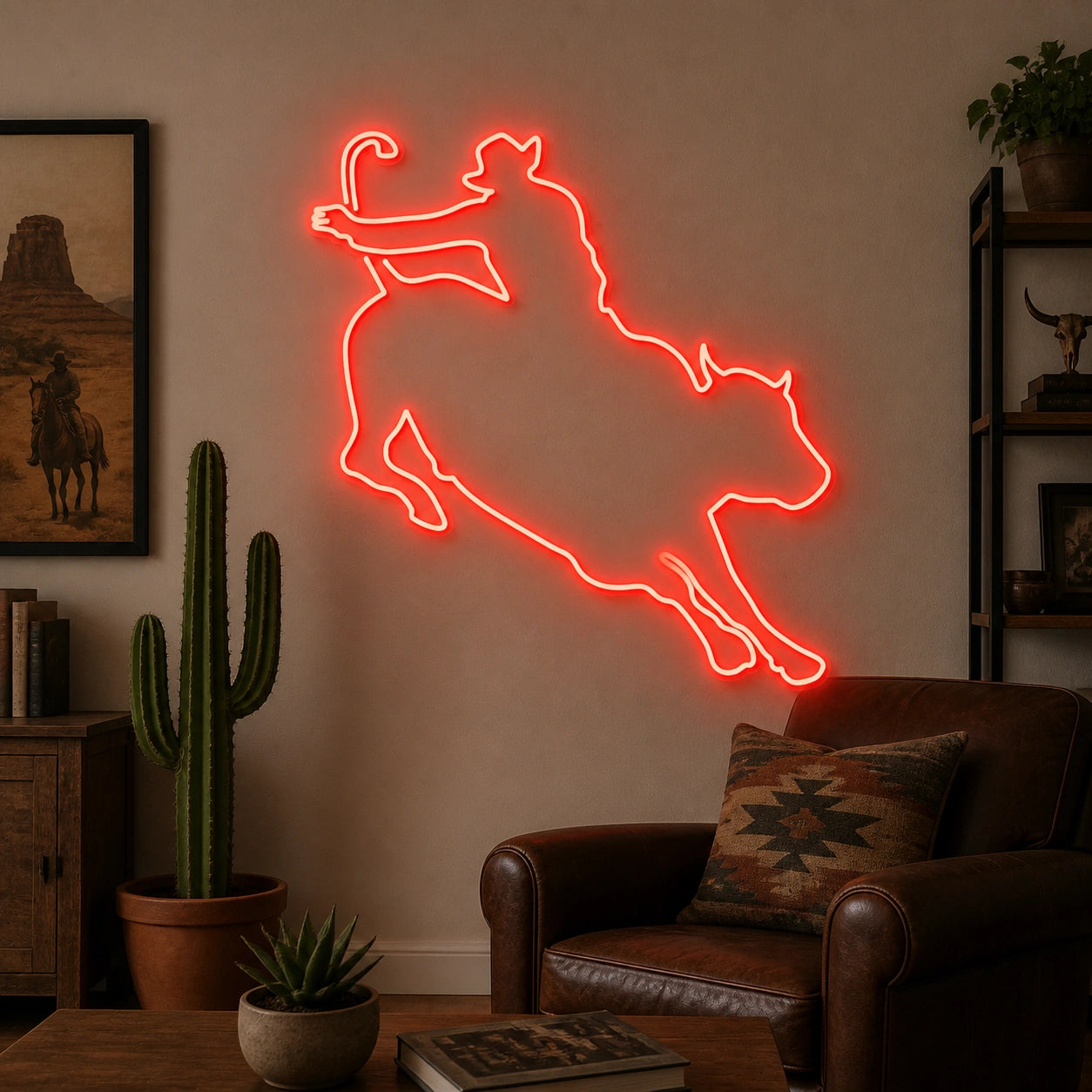 Lasso Bull Rider Vintage LED Neon Sign size image