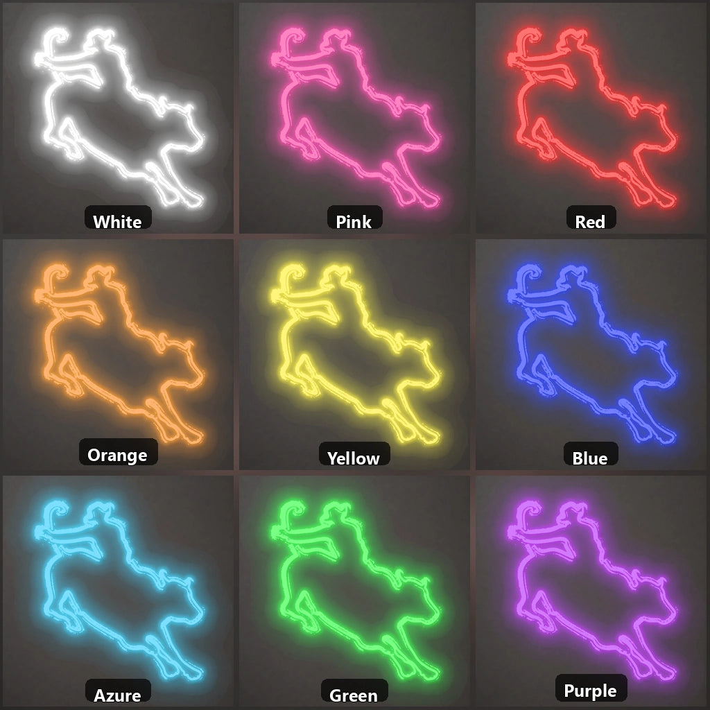 Lasso Bull Rider Vintage LED Neon Sign color grid