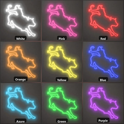 Lasso Bull Rider Vintage LED Neon Sign color grid