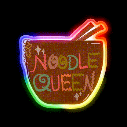 Late Night Noodle Queens Unite Snack Food Led Neon Sign Rgb Color - LED neon sign close-up detail