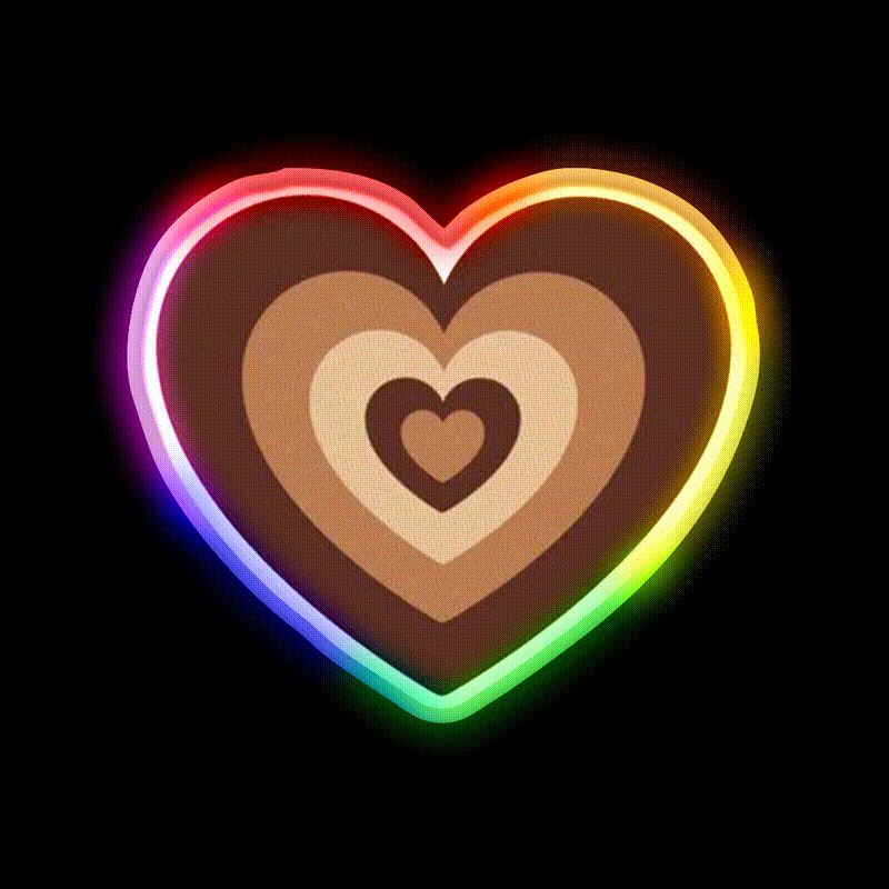 Latte Love Brown Heart Cafe Led Neon Sign Espresso Bar Art Rgb Color