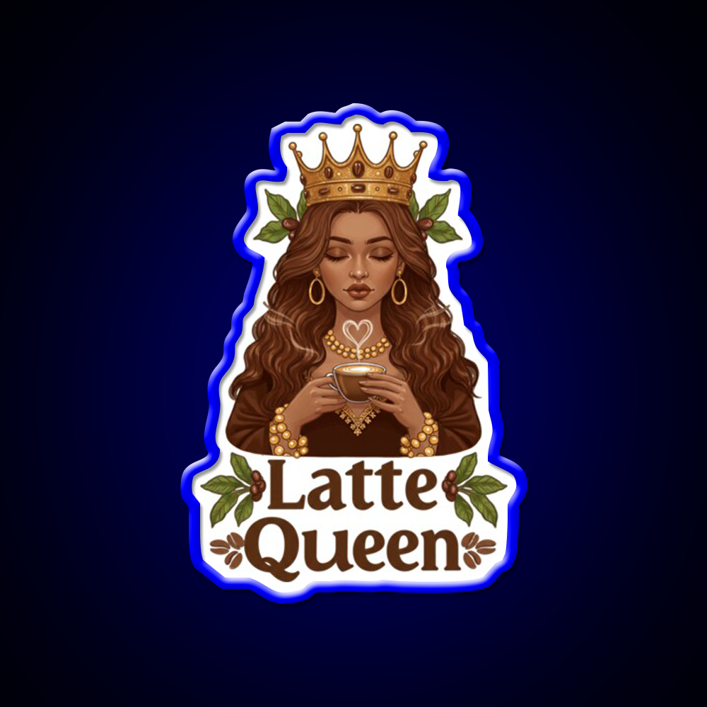 Latte Queen Cafe Led Neon Sign Espresso Bar Art Rgb Color