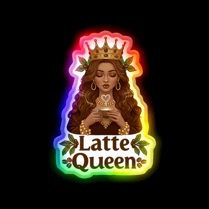 Latte Queen Cafe Led Neon Sign Espresso Bar Art Rgb Color