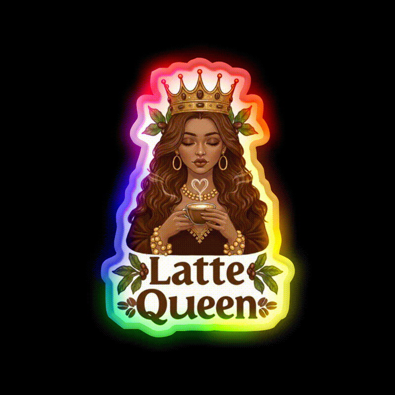 Latte Queen Cafe Led Neon Sign Espresso Bar Art Rgb Color