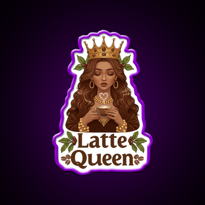 Latte Queen Cafe Led Neon Sign Espresso Bar Art Rgb Color