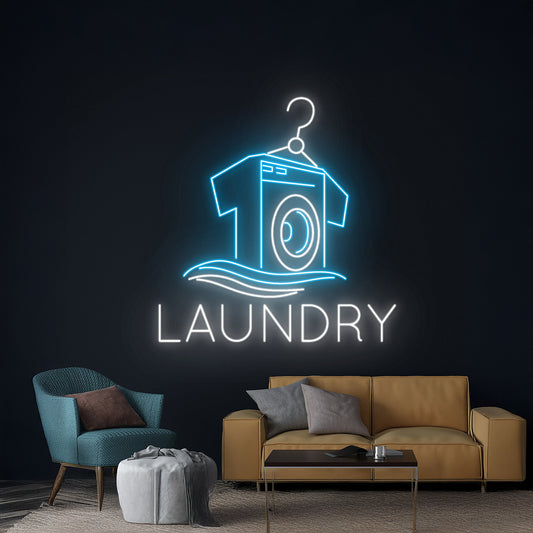 Laundry Clothes Hangers Washing Machine Led Sign