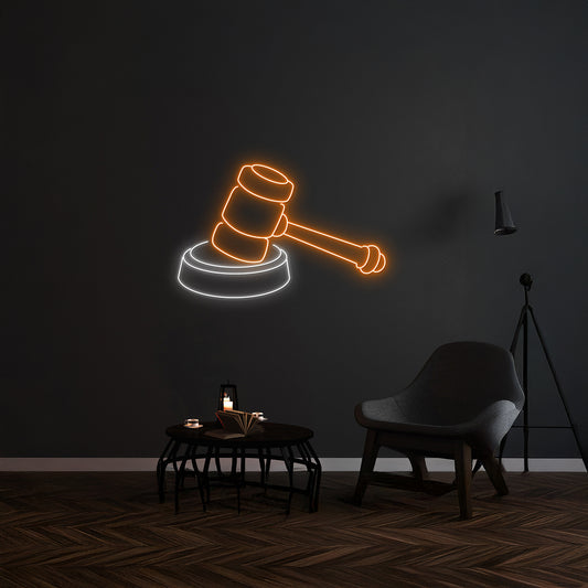 Law Hammer Neon Sign