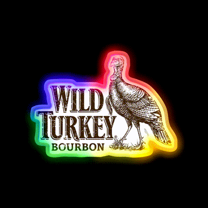 Lawrenceburg Wild Turkey Bourbon Whiskey Drink Bar Led Neon Sign Rgb Color - LED neon sign close-up detail