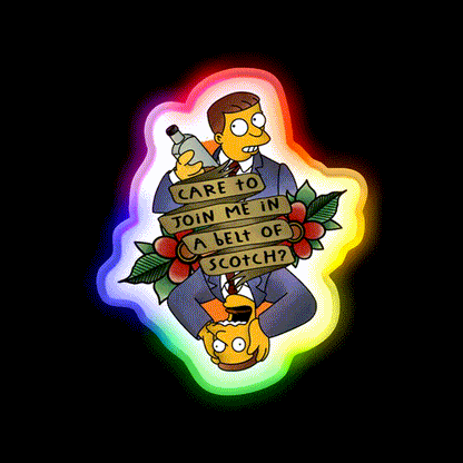 Lawyer Hutz Tattoo Whiskey Drink Bar Led Neon Sign Rgb Color - LED neon sign close-up detail