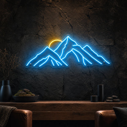 Layered Mountain Range With Rising Sun LED Neon Sign high-converting product image