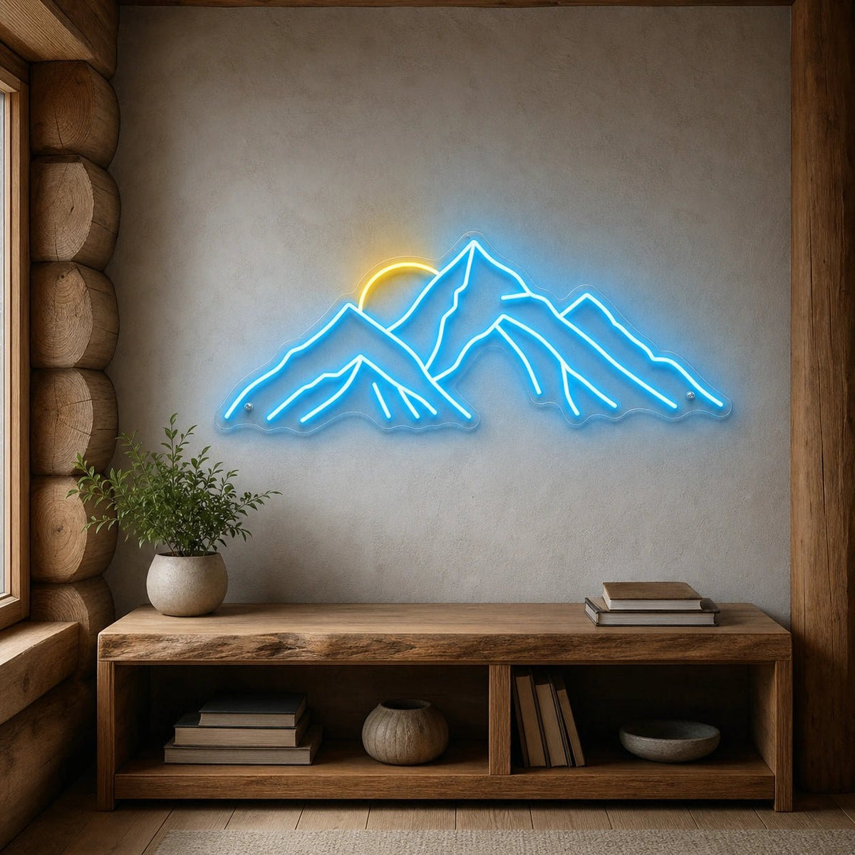 Layered Mountain Range With Rising Sun LED Neon Sign - Shineneon