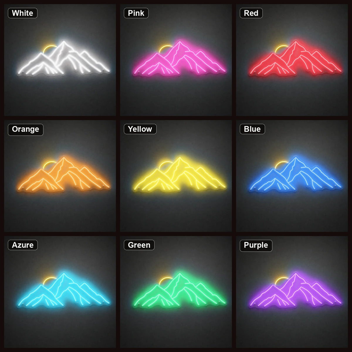 Layered Mountain Range With Rising Sun LED Neon Sign - Shineneon