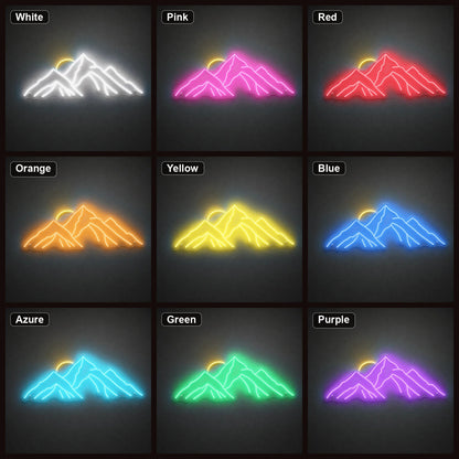 Layered Mountain Range With Rising Sun LED Neon Sign - Shineneon