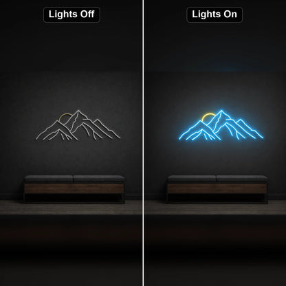 Layered Mountain Range With Rising Sun LED Neon Sign Garage Neon Sign - Shineneon