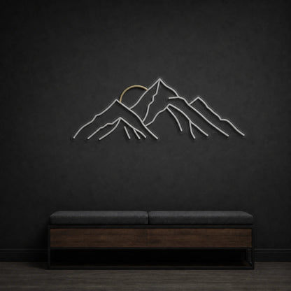 Layered Mountain Range With Rising Sun LED Neon Sign Garage Neon Sign - Shineneon