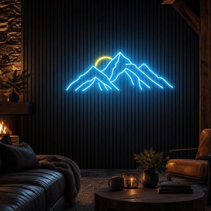 Layered Mountain Range With Rising Sun LED Neon Sign Home Garage Wall Decoration high-converting product image