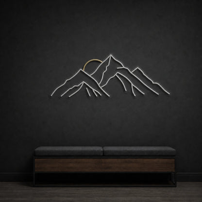 Layered Mountain Range With Rising Sun LED Neon Sign Home Garage Wall Decoration size image