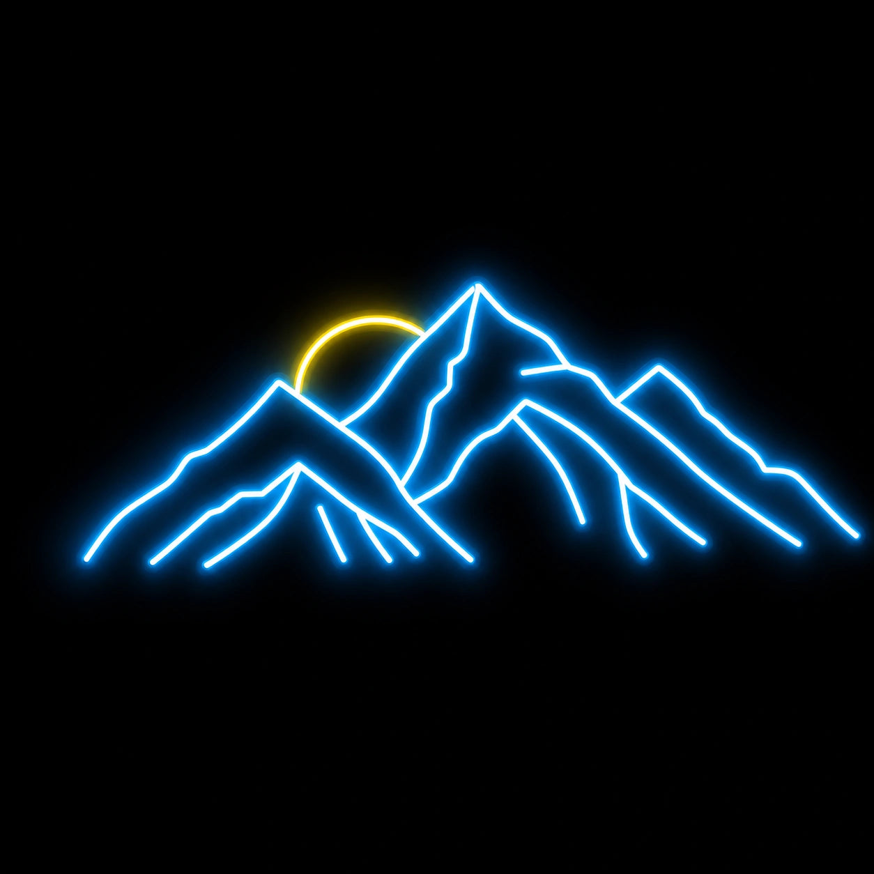 Layered Mountain Range With Rising Sun LED Neon Sign Home Garage Wall Decoration main product image