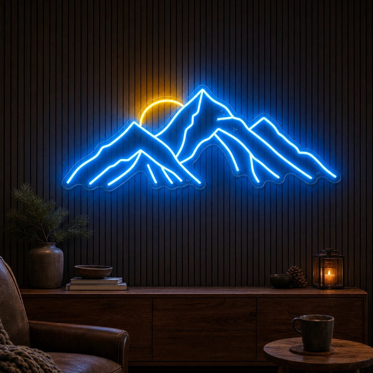 Layered Mountain Range With Rising Sun LED Neon Sign Man Cave Neon Sign - Shineneon