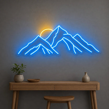 Layered Mountain Range With Rising Sun LED Neon Sign Man Cave Neon Sign - Shineneon