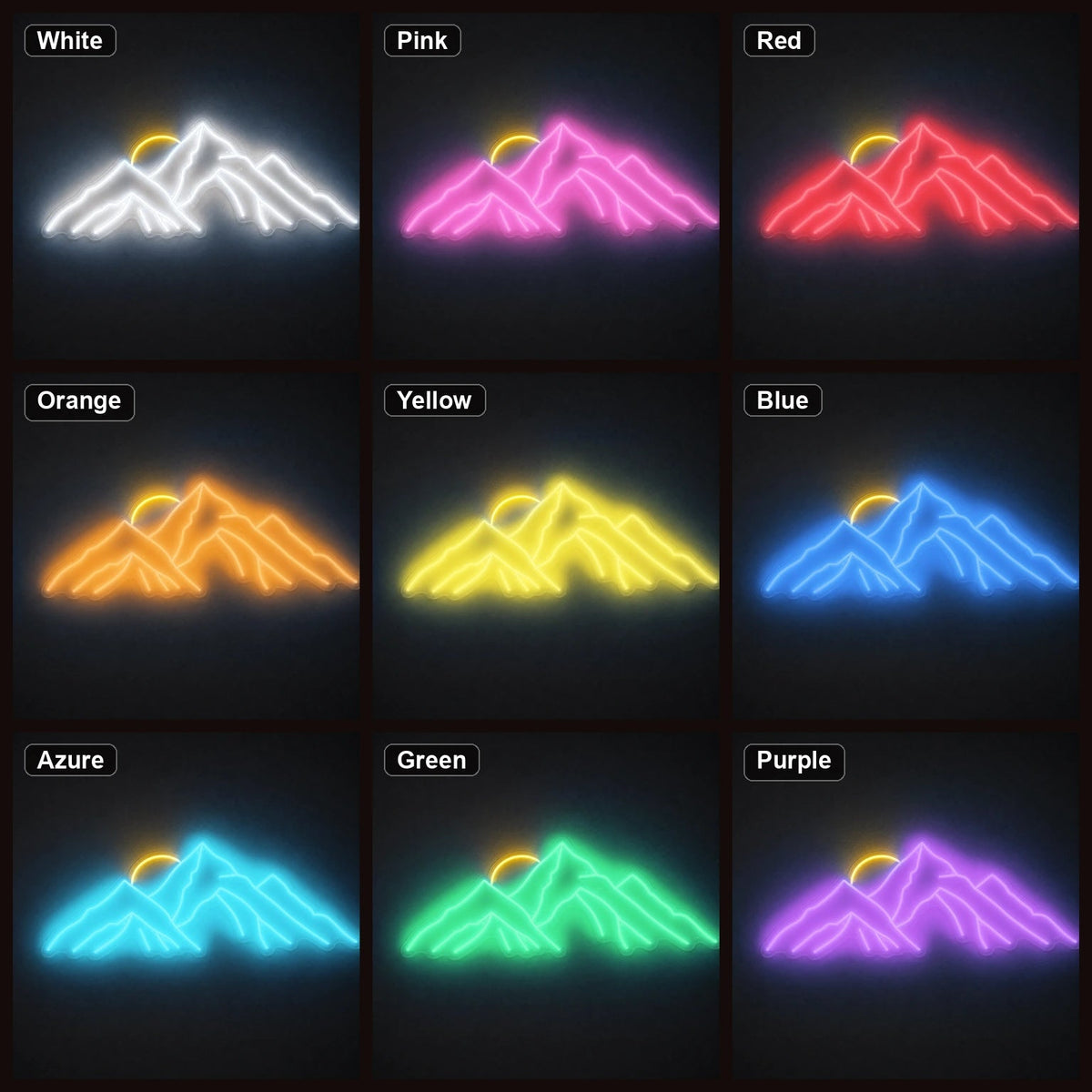 Layered Mountain Range With Rising Sun LED Neon Sign Man Cave Neon Sign - Shineneon
