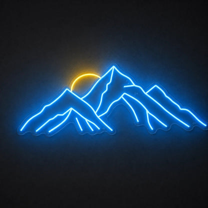Layered Mountain Range With Rising Sun LED Neon Sign Man Cave Neon Sign - Shineneon