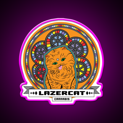Lazercat Hemp Inspired Green Leaf Led Neon Sign Rgb Color - Neon sign mounted on wall in room