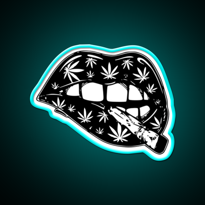 Leaf 420 Stoner Joint Hemp Inspired Green Leaf Led Neon Sign Rgb Color - Neon sign mounted on wall in room