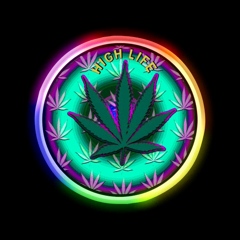 Leaf Hemp Inspired Green Leaf Led Neon Sign 420 Neon Sign Rgb Color - LED neon sign close-up detail