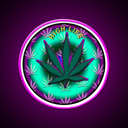 Leaf Hemp Inspired Green Leaf Led Neon Sign 420 Neon Sign Rgb Color - Neon sign mounted on wall in room