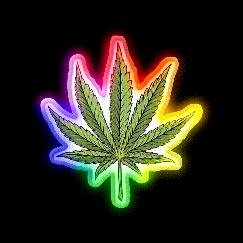 Leaf Hemp Inspired Green Leaf Led Neon Sign Rgb Color - LED neon sign close-up detail