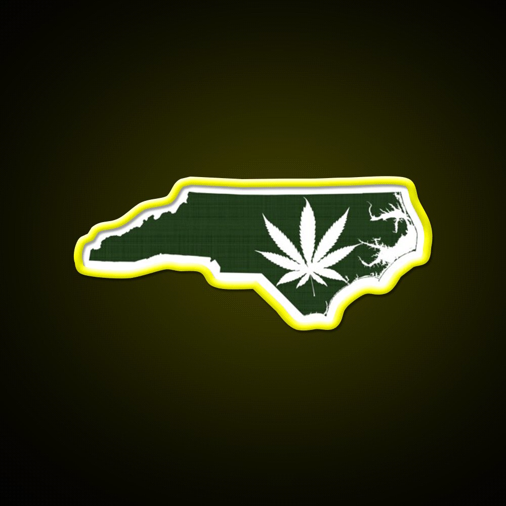 Leaf North Carolina Hemp Inspired Green Leaf Led Neon Sign Rgb Color - Custom LED neon sign front view