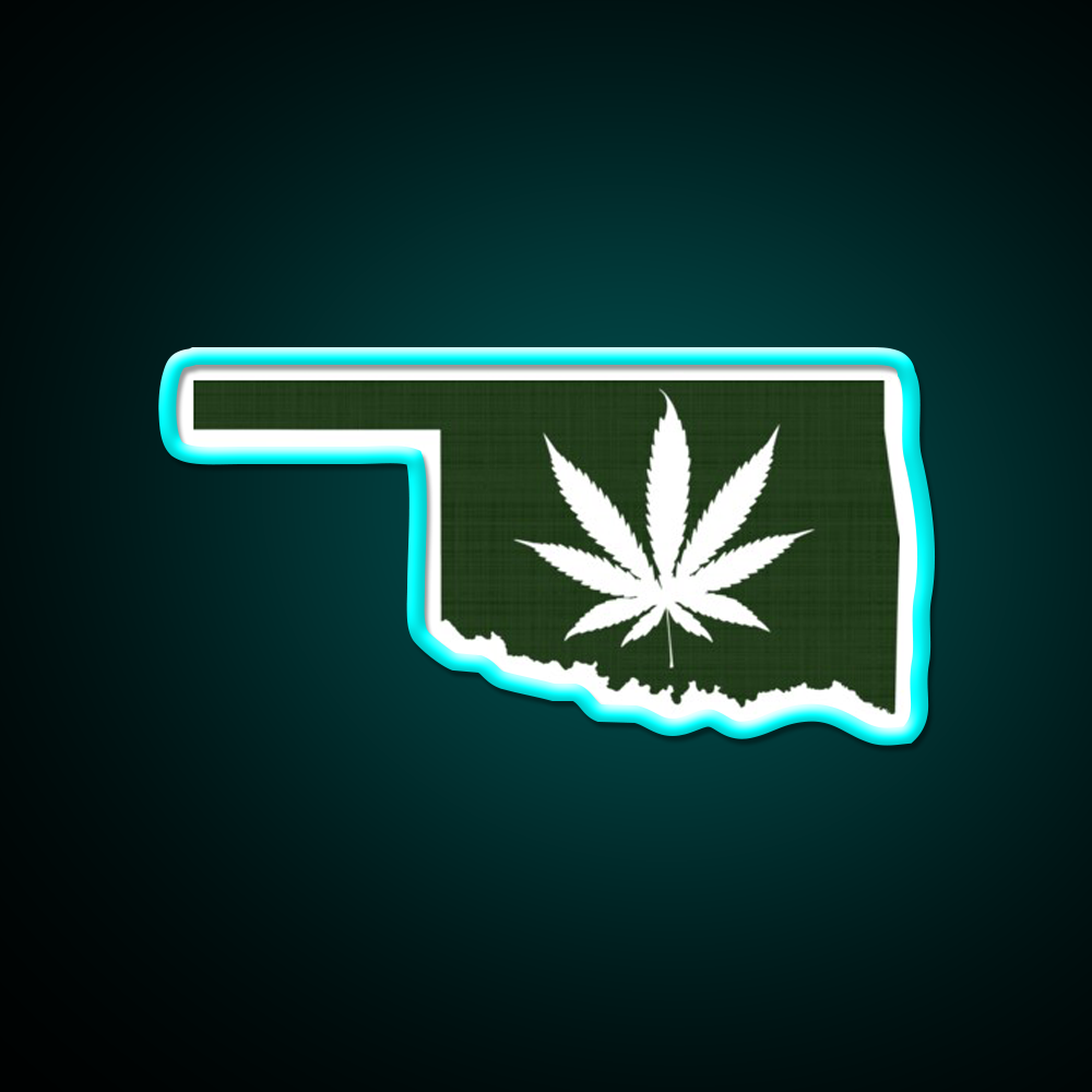 Leaf Oklahoma Hemp Inspired Green Leaf Led Neon Sign Rgb Color - Size and dimension reference