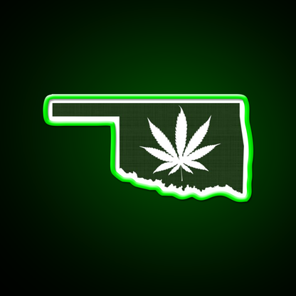 Leaf Oklahoma Hemp Inspired Green Leaf Led Neon Sign Rgb Color - LED neon sign view 8