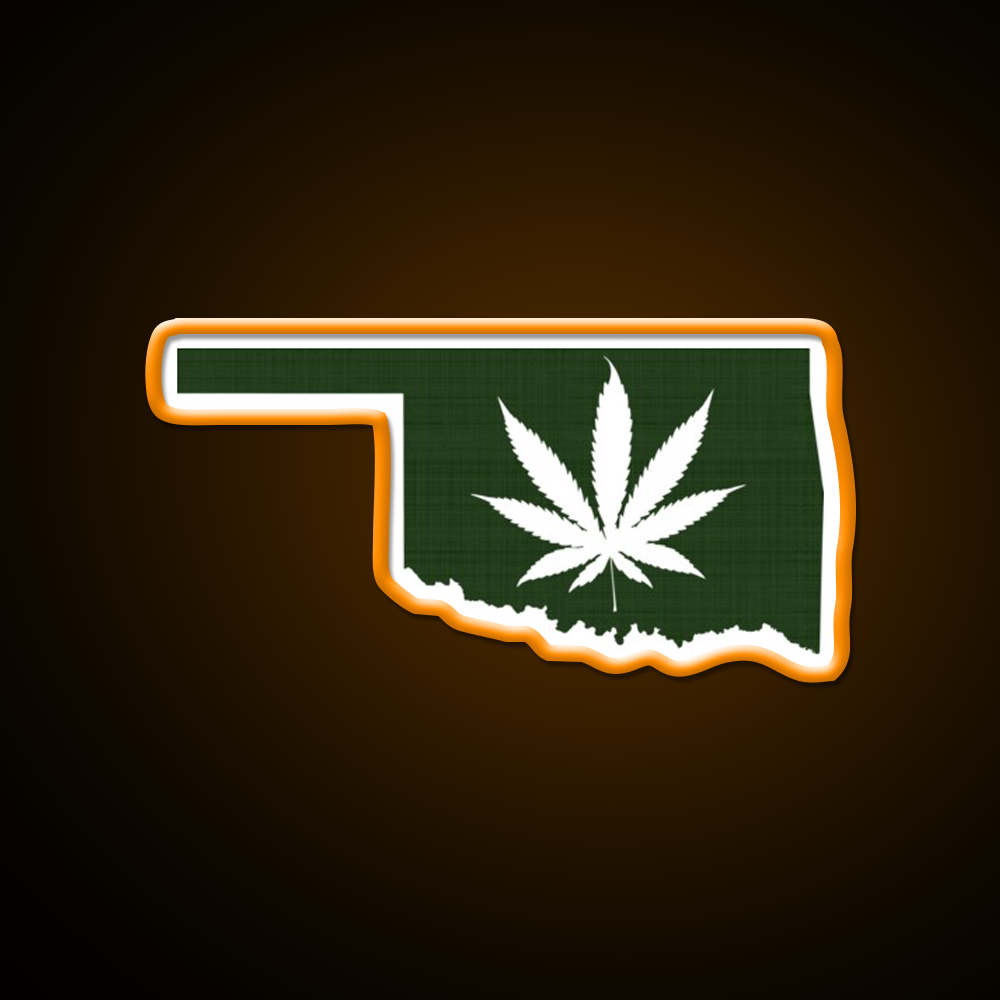 Leaf Oklahoma Hemp Inspired Green Leaf Led Neon Sign Rgb Color - LED neon sign view 6