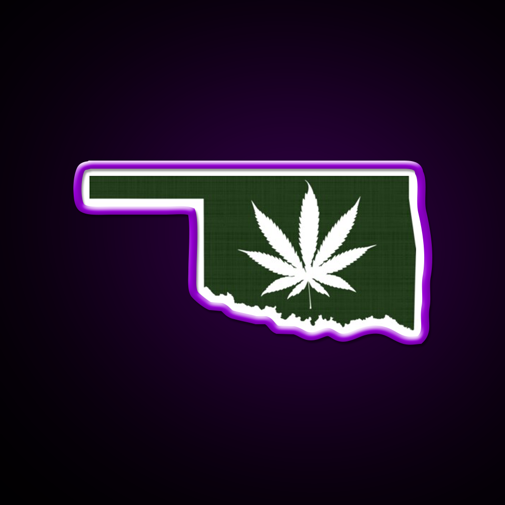 Leaf Oklahoma Hemp Inspired Green Leaf Led Neon Sign Rgb Color - LED neon sign view 9